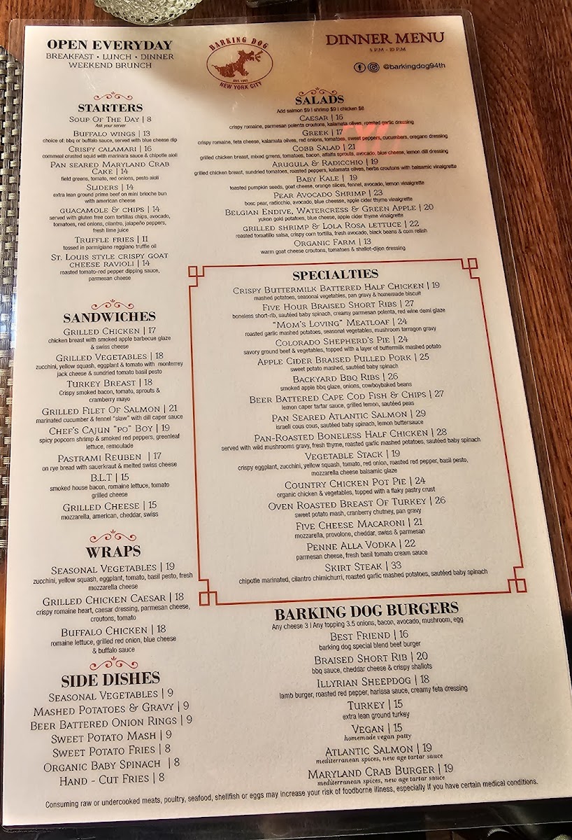 Barking Dog Restaurant Menu - Image 3